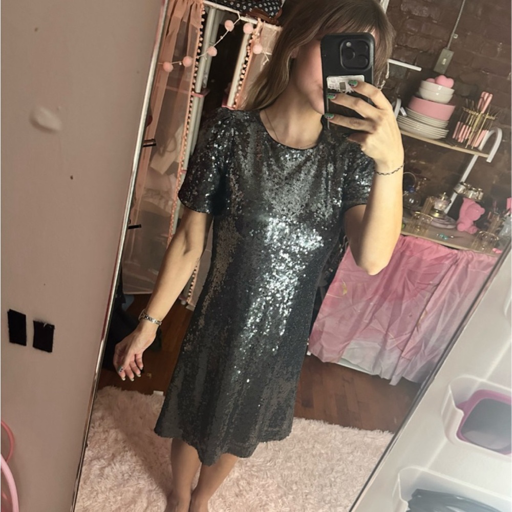 Alice + Olivia silver sequined dress - Picture 1 of 2